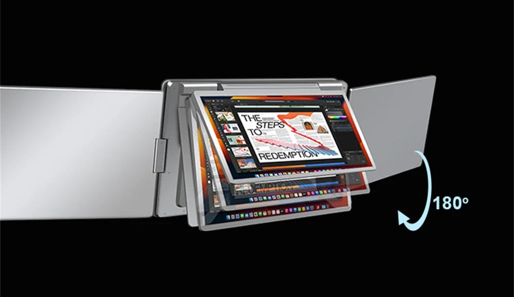 Tablet with a stand showing adjustable screen direction on a black background