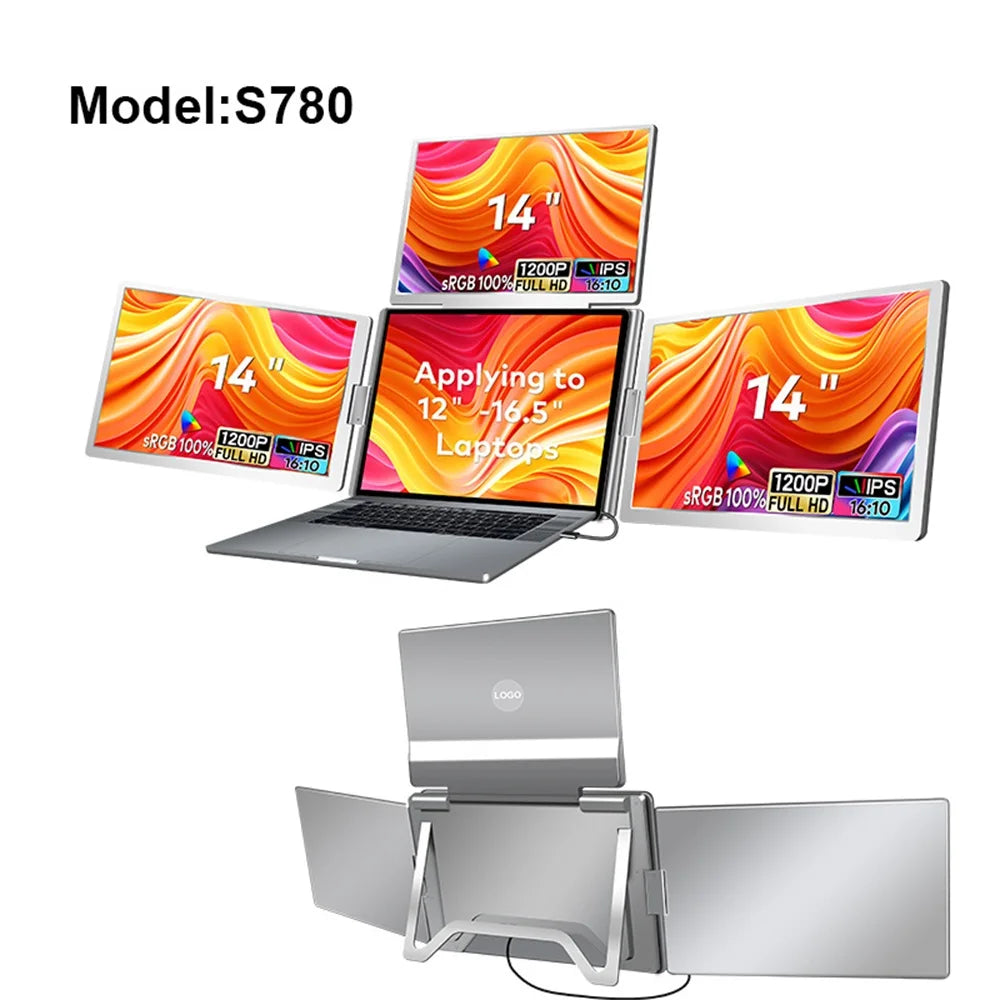 SemoVue™ Visture3 - Triple Screen Portable LCD with 1 Cable sub screen Extender