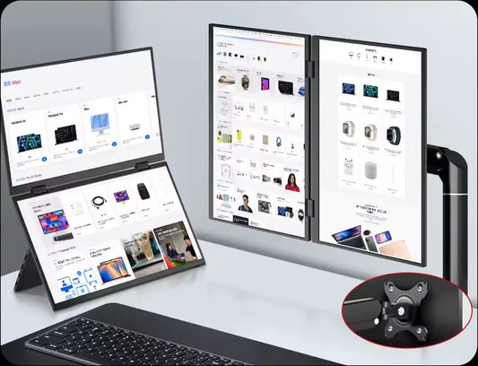 Folding Portable Monitor Dual Touch Screen 1080p 300nits VESA 75mm Freely Adjust Display Extender for Laptop PC With Bag