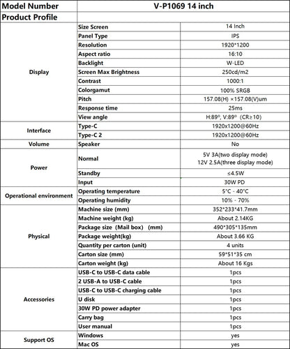 SemoVue™ Visture3 - Triple Screen Portable LCD with 1 Cable sub screen Extender