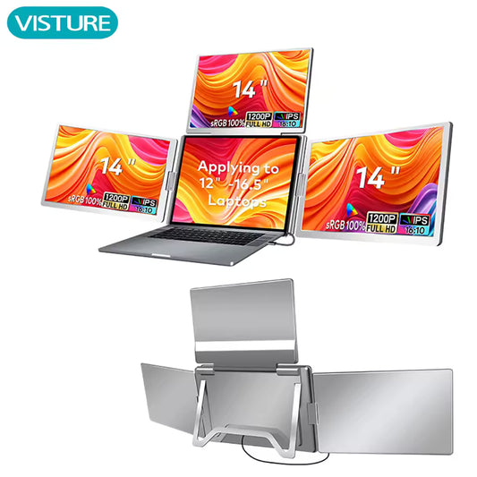 Triple Screen Portable LCD Backlit Monitor FHD Display Secondary Screen Connected to Notebook with 1 Cable sub screen Extender