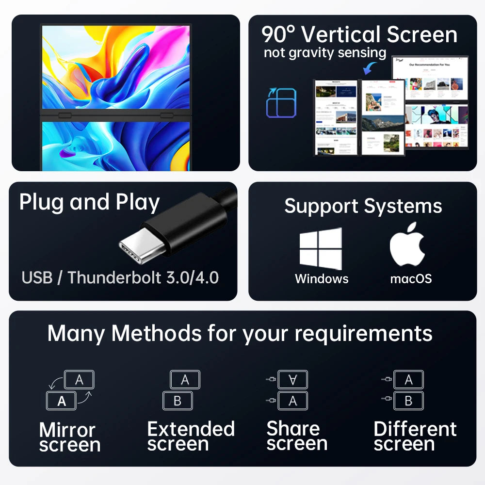 SemoVue™ - Folding Portable Monitor Dual Touch 15.6"
